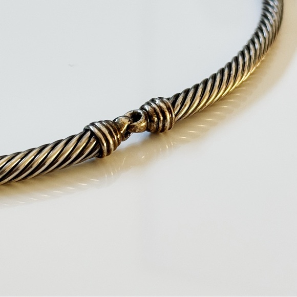 David Yurman Two Tone 925 14k Gold Ruby Cable Link Choker Necklace - Picture 6 of 13